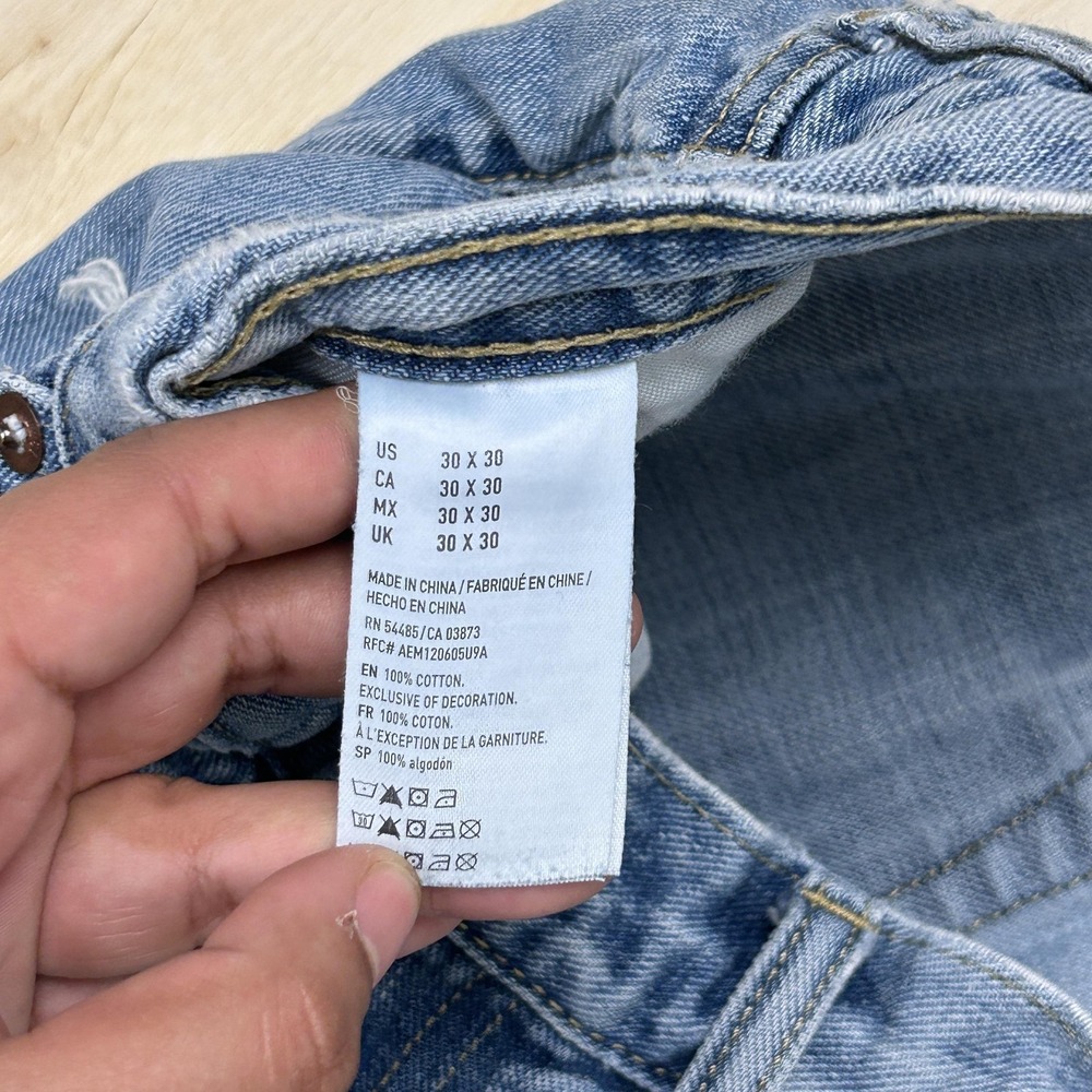American Eagle Outfitters Jeans Mens 30x30 Medium Wash Denim Straight Distressed - Picture 3 of 11